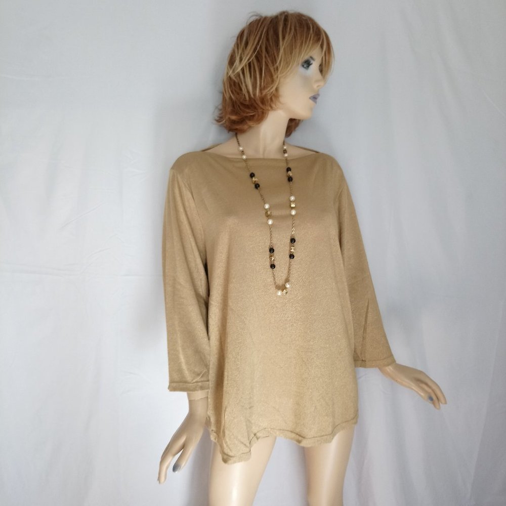 LAUREN RALPH LAUREN 3X Golden Stretchy Top Sweater - Picture 2 of 5